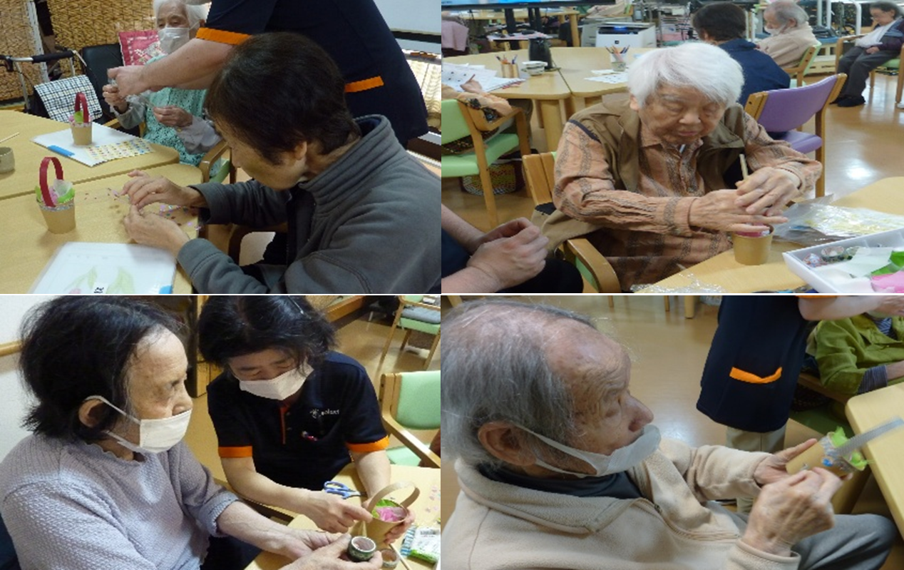 みどりの風長尾　紙コップフラワー作り２